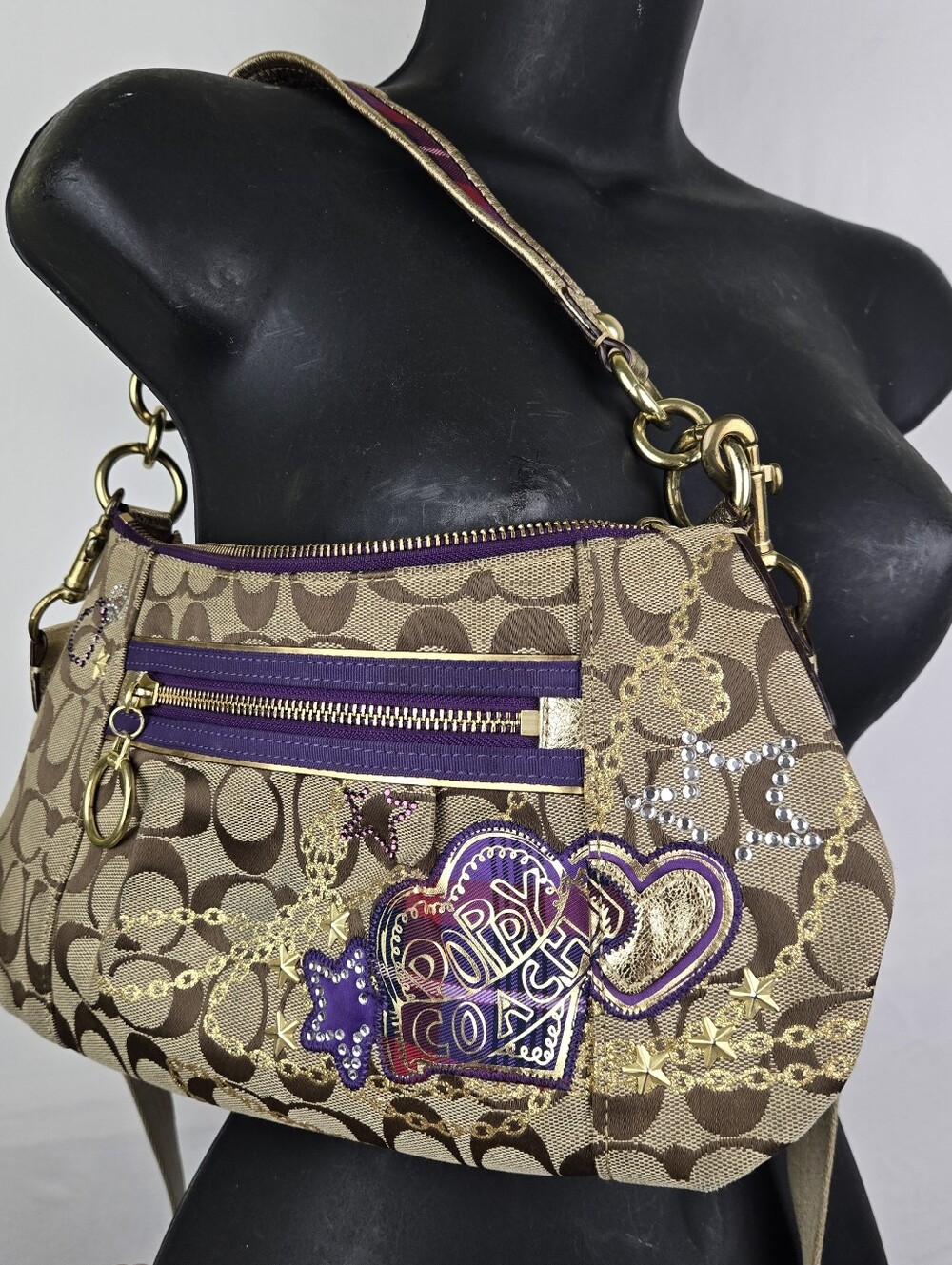 Coach Poppy Appliqué Khaki Signature 15880 Bag - Picture 16 of 16
